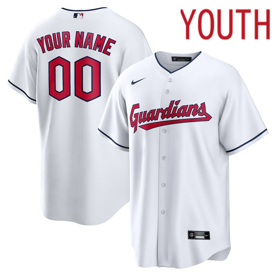 Youth Cleveland Guardians Nike White Replica Custom MLB Jersey